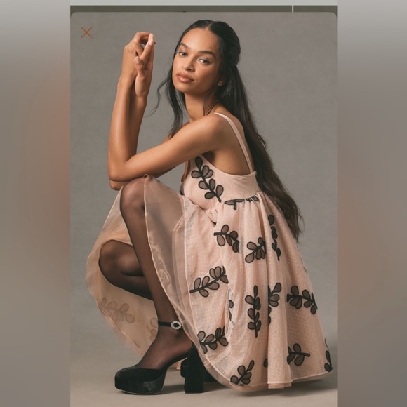 Anthropologie Square Neck Tulle Babydoll Dress - Small - Picture 4 of 4